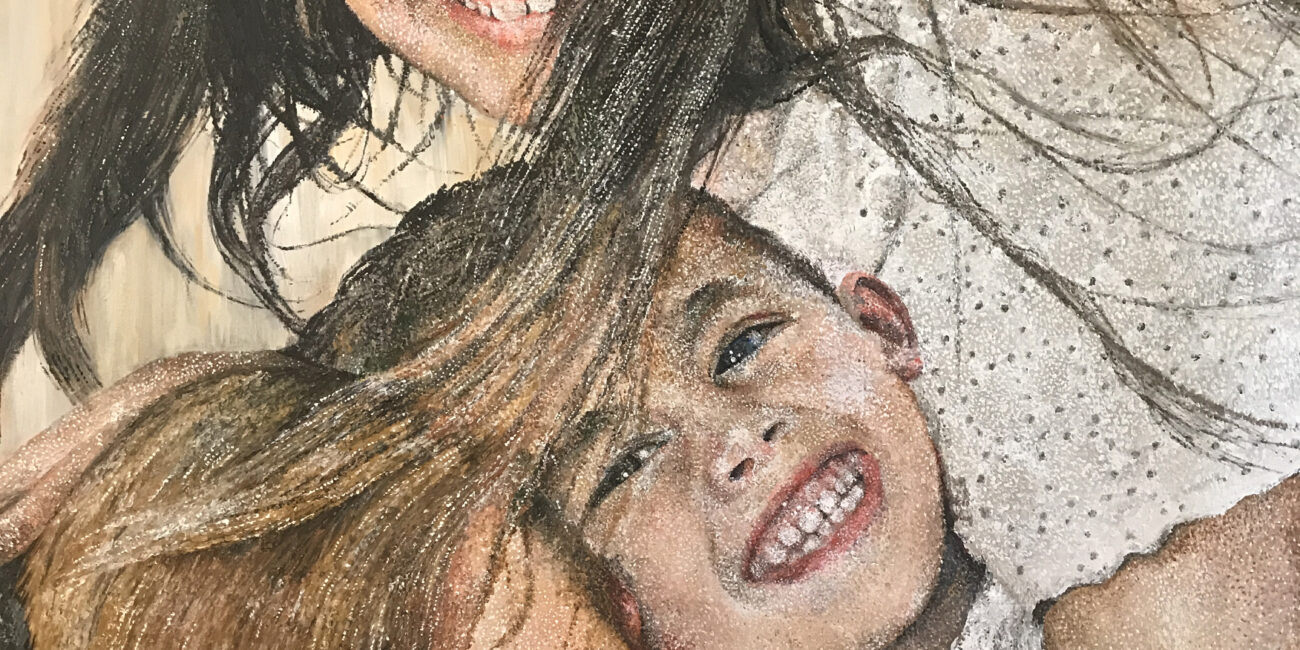 A commissioned painting of three children by Adelaide Artist Marieka Hambledon